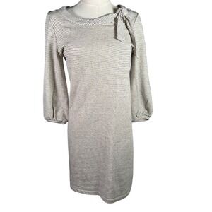 Dalia‎ Striped Knit Dress Women's Long Sleeve Tie Neck Casual
